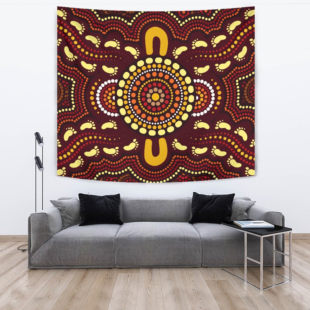 Aboriginal Tapestry, Indigenous Circle Footprint - Vibe Hoodie Shop