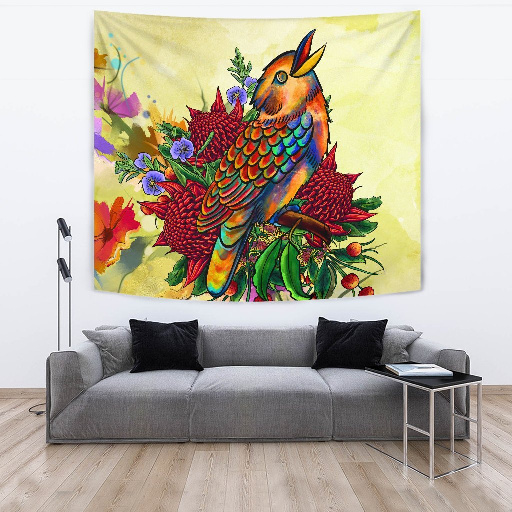 Tapestry - Australia Kookaburra With Waratah - Vibe Hoodie Shop