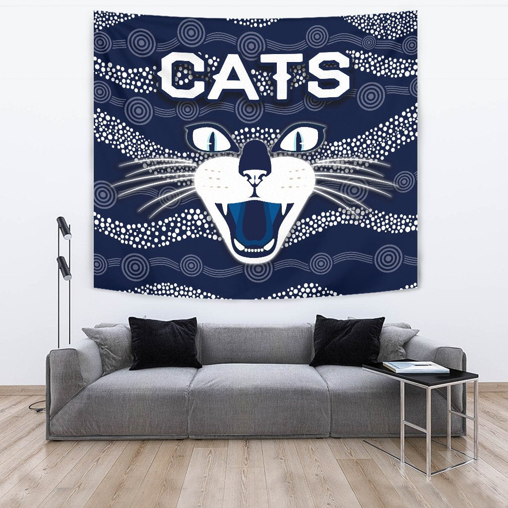 Geelong Tapestry Cats Indigenous - Navy - Vibe Hoodie Shop