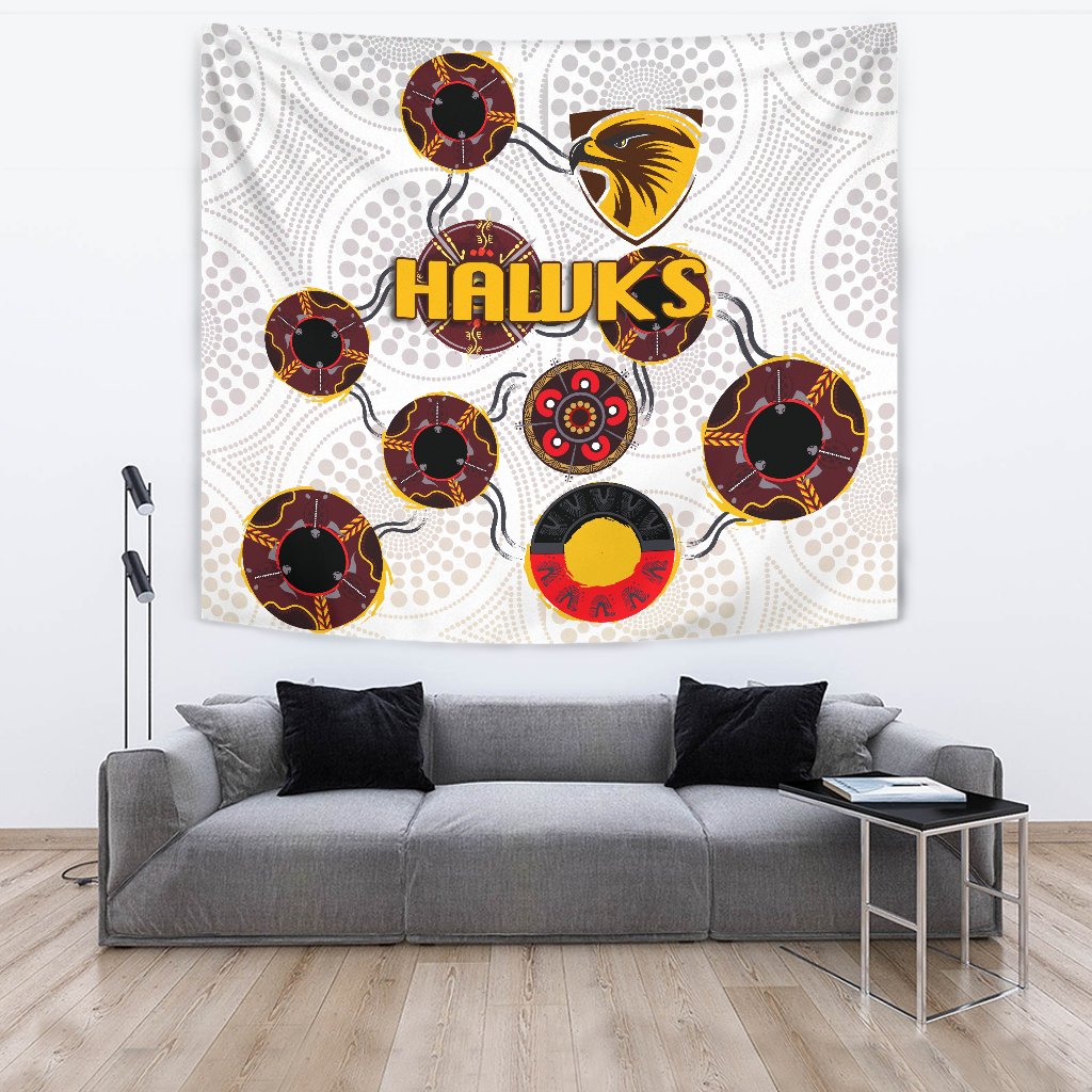 Hawthorn Tapestry Hawks Indigenous - White - Vibe Hoodie Shop