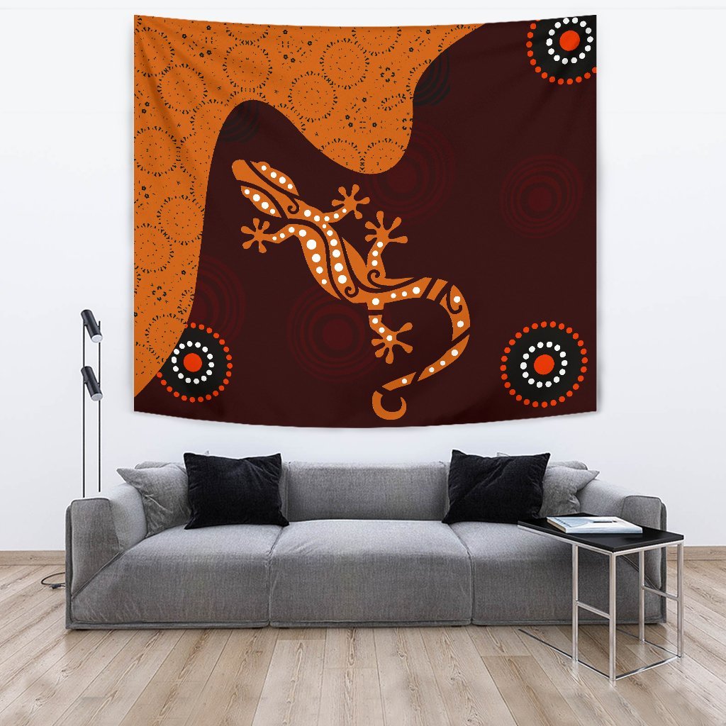 Aboriginal Tapestry - Lizard in Aboriginal Dreaming - Vibe Hoodie Shop