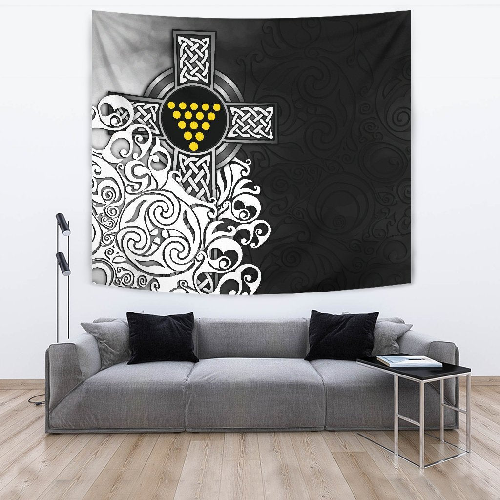 Cornwall Tapestry - Duke Of Cornwall Flag With Celtic Cross - Vibe Hoodie Shop