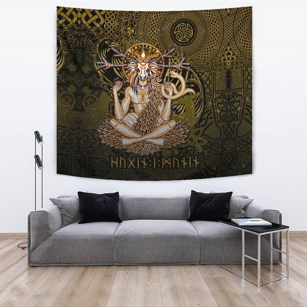 Cernunnos Goddess Tapestry - Celtic God of the Forest - Vibe Hoodie Shop