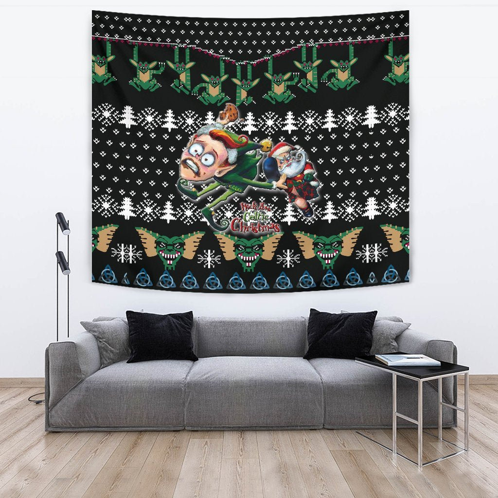 Celtic Ugly Christmas Tapestry - Kick Ass Xmas Ho Ho Ho - Vibe Hoodie Shop