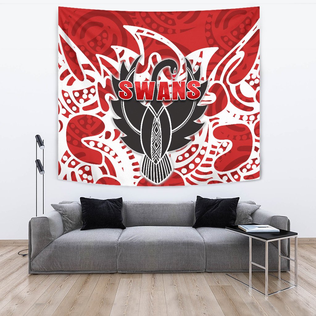 Sydney Tapestry Simple Indigenous Swans - Vibe Hoodie Shop