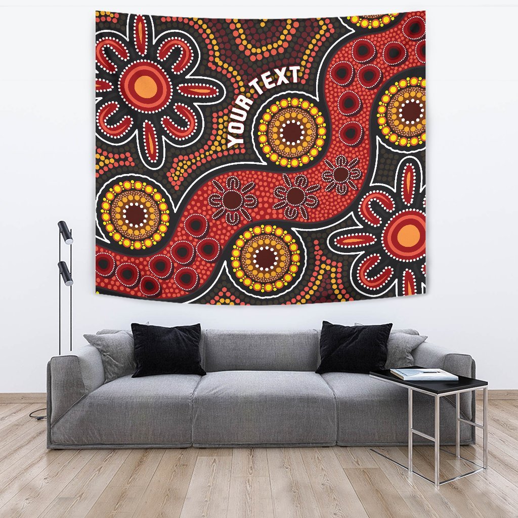 Custom Aboriginal Tapestry - Indigenous Circle Dot Painting Style - - Vibe Hoodie Shop