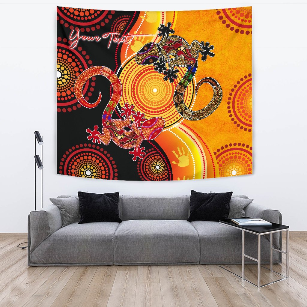 Aboriginal Personalised Tapestry - Couple Aboriginal Lizards - Vibe Hoodie Shop