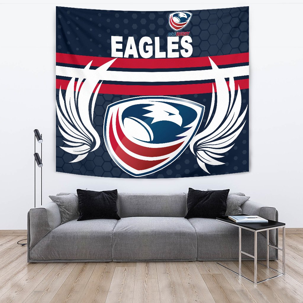 USA Rugby Tapestry Eagles Simple Style - Full Navy - Vibe Hoodie Shop