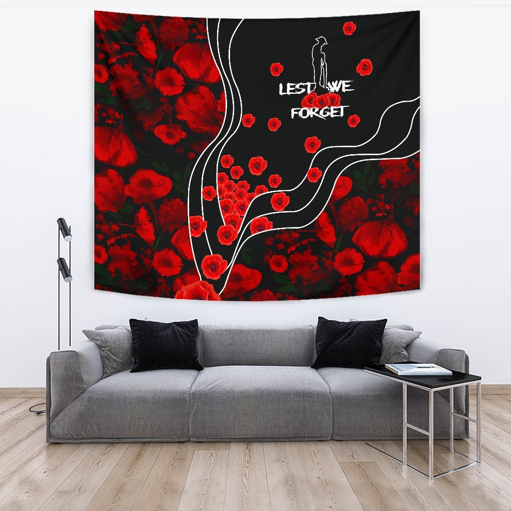 ANZAC Lest We Forget Tapestry - Poppy Flowers - Vibe Hoodie Shop