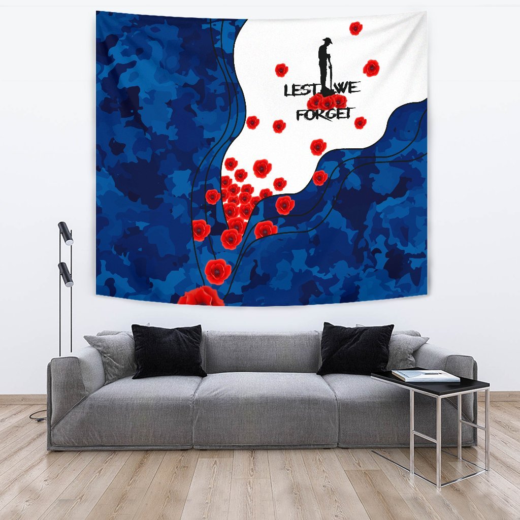 ANZAC Lest We Forget Tapestry - Australian Flag Blue - - Vibe Hoodie Shop