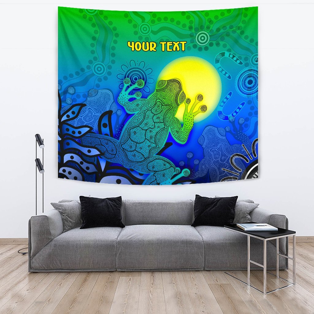 Custom Aboriginal Tapestry - Indigenous Frog (Blue) - Vibe Hoodie Shop