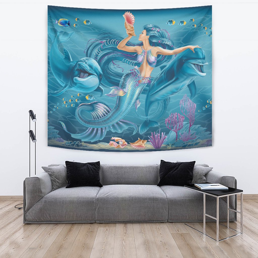 Tapestry - Australia Beautiful Mermaid With Dolphin - Vibe Hoodie Shop