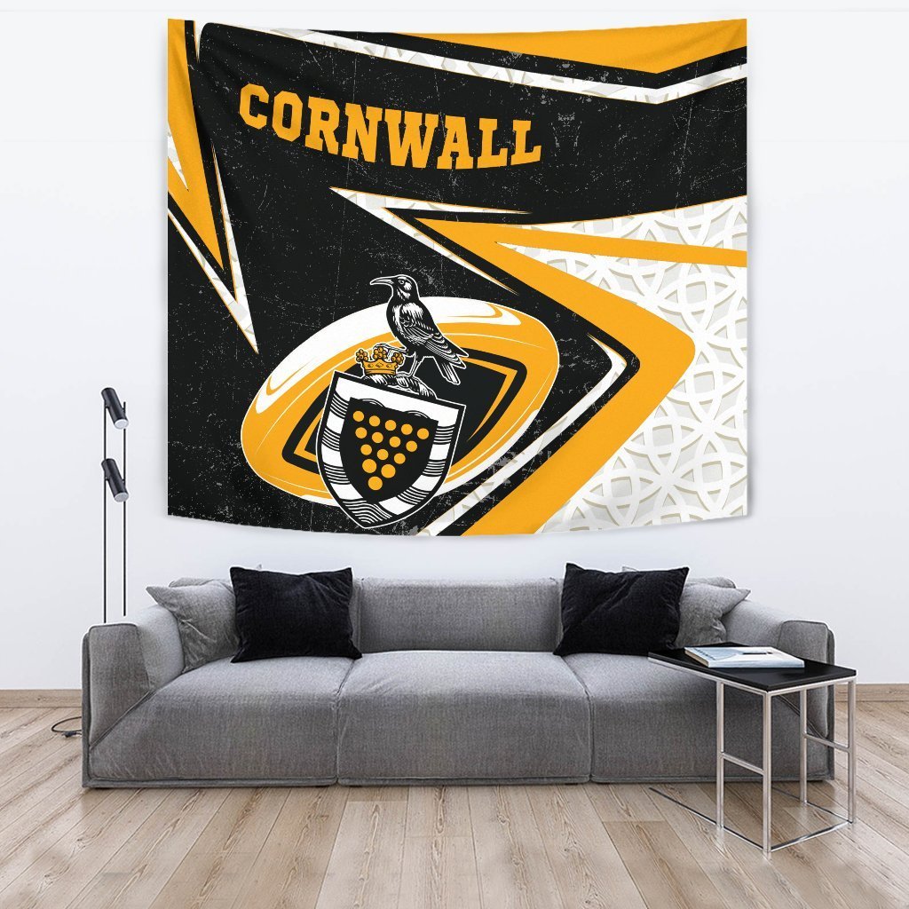 Cornwall Rugby Tapestry - Celtic Cornwall Rugby Ball - Vibe Hoodie Shop