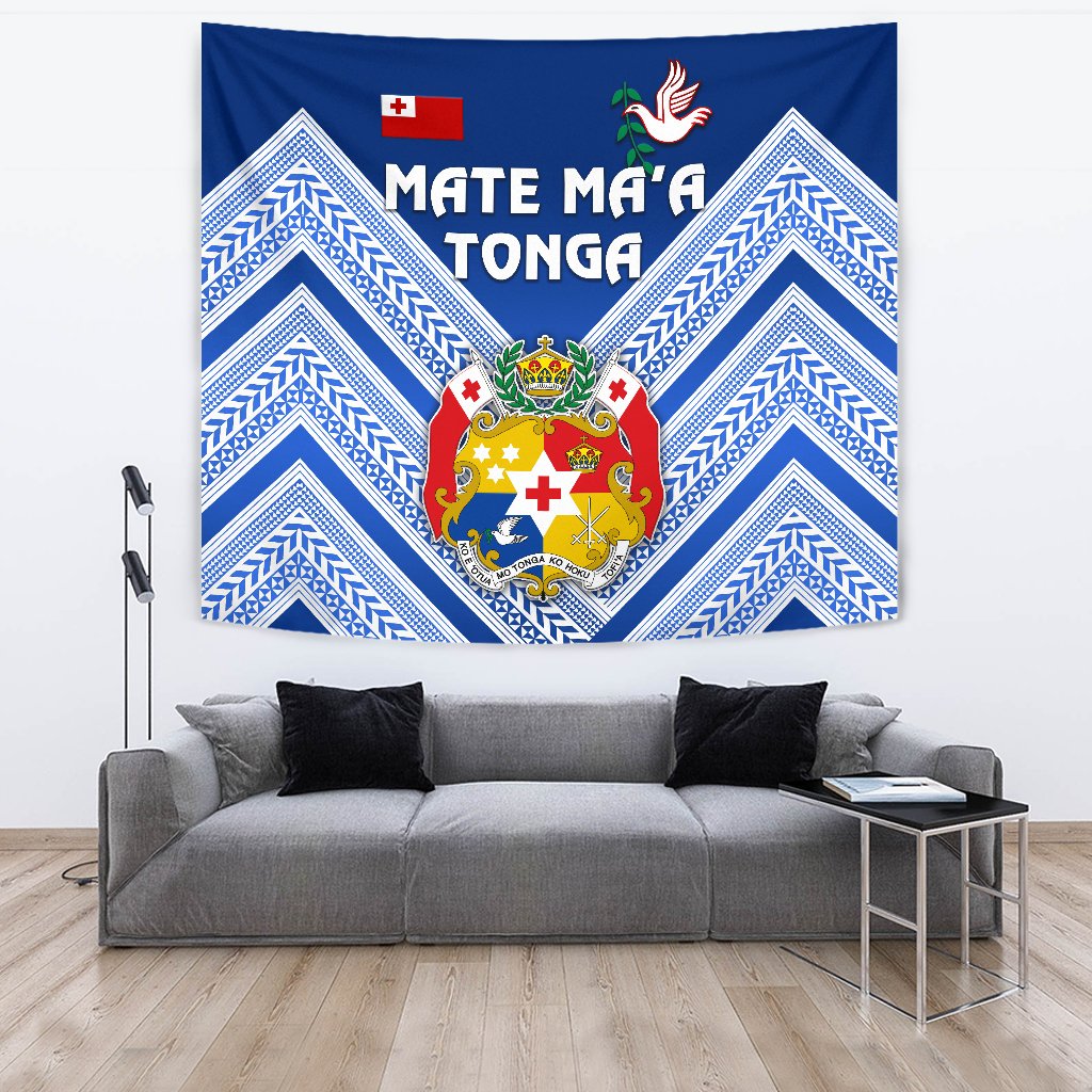 Mate Ma'a Tonga Rugby Tapestry Polynesian Creative Style - Blue - Vibe Hoodie Shop