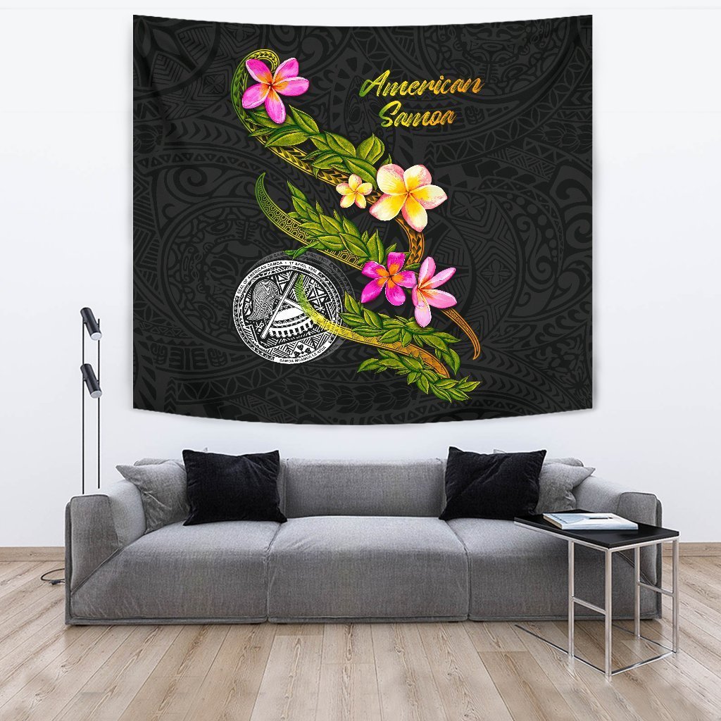 American Samoa Polynesian Tapestry - Plumeria Tribal - Vibe Hoodie Shop