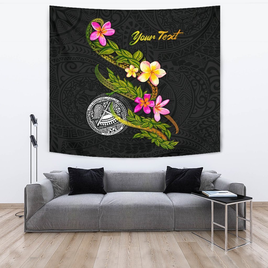 American Samoa Polynesian Custom Personalised Tapestry - Plumeria Tribal - Vibe Hoodie Shop