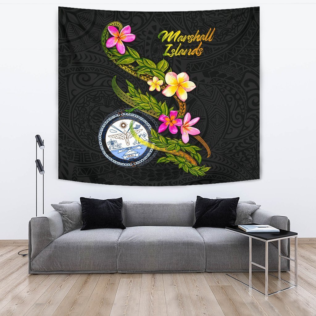 Marshall Islands Polynesian Tapestry - Plumeria Tribal - Vibe Hoodie Shop