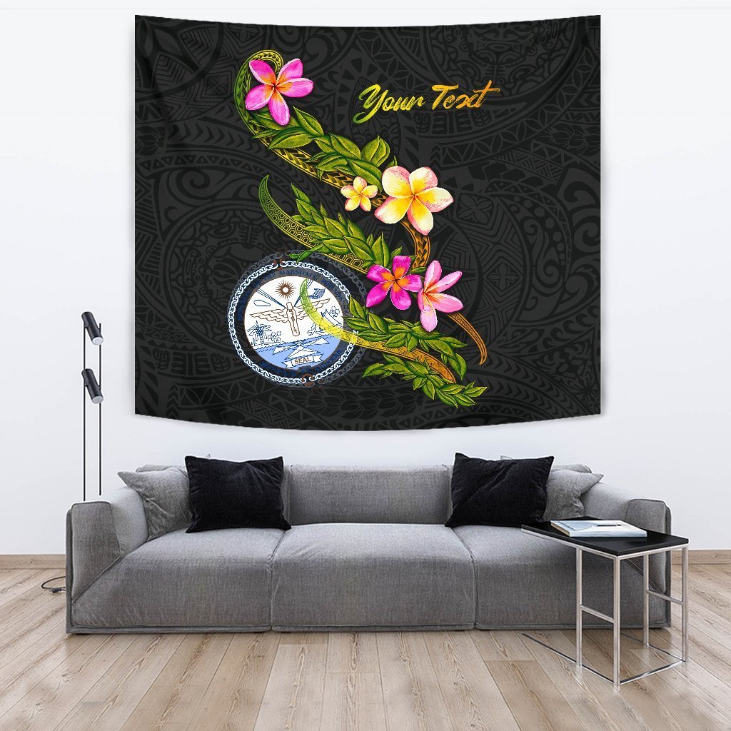 Marshall Islands Polynesian Custom Personalised Tapestry - Plumeria Tribal - Vibe Hoodie Shop