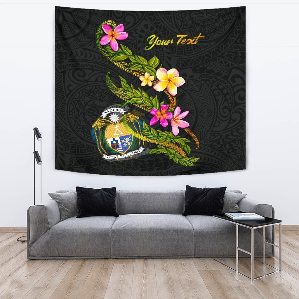 Nauru Polynesian Custom Personalised Tapestry - Plumeria Tribal - Vibe Hoodie Shop