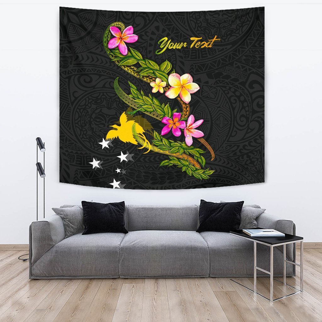 Papua New Guinea Polynesian Custom Personalised Tapestry - Plumeria Tribal - Vibe Hoodie Shop