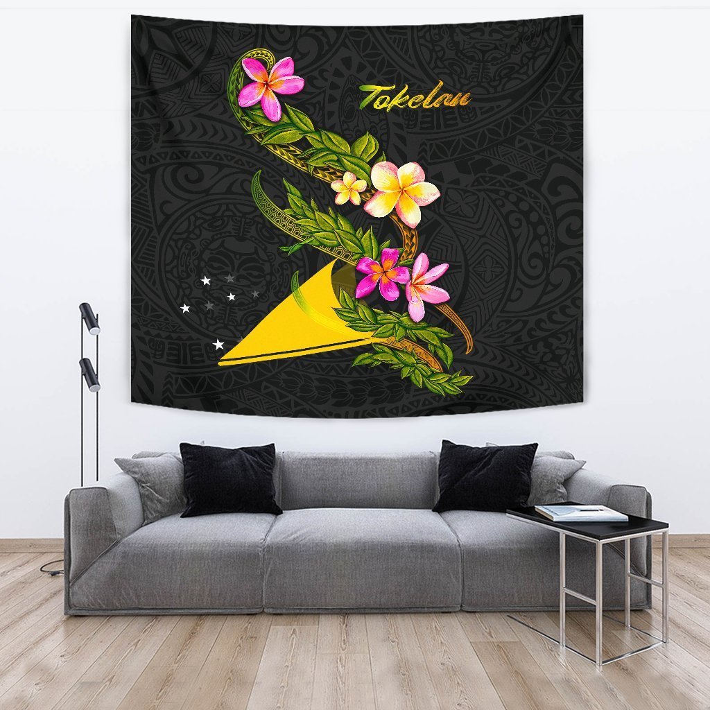 Tokelau Polynesian Tapestry - Plumeria Tribal - Vibe Hoodie Shop