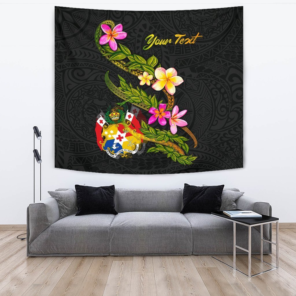 Tonga Polynesian Custom Personalised Tapestry - Plumeria Tribal - Vibe Hoodie Shop