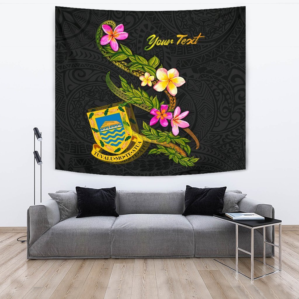 Tuvalu Polynesian Custom Personalised Tapestry - Plumeria Tribal - Vibe Hoodie Shop