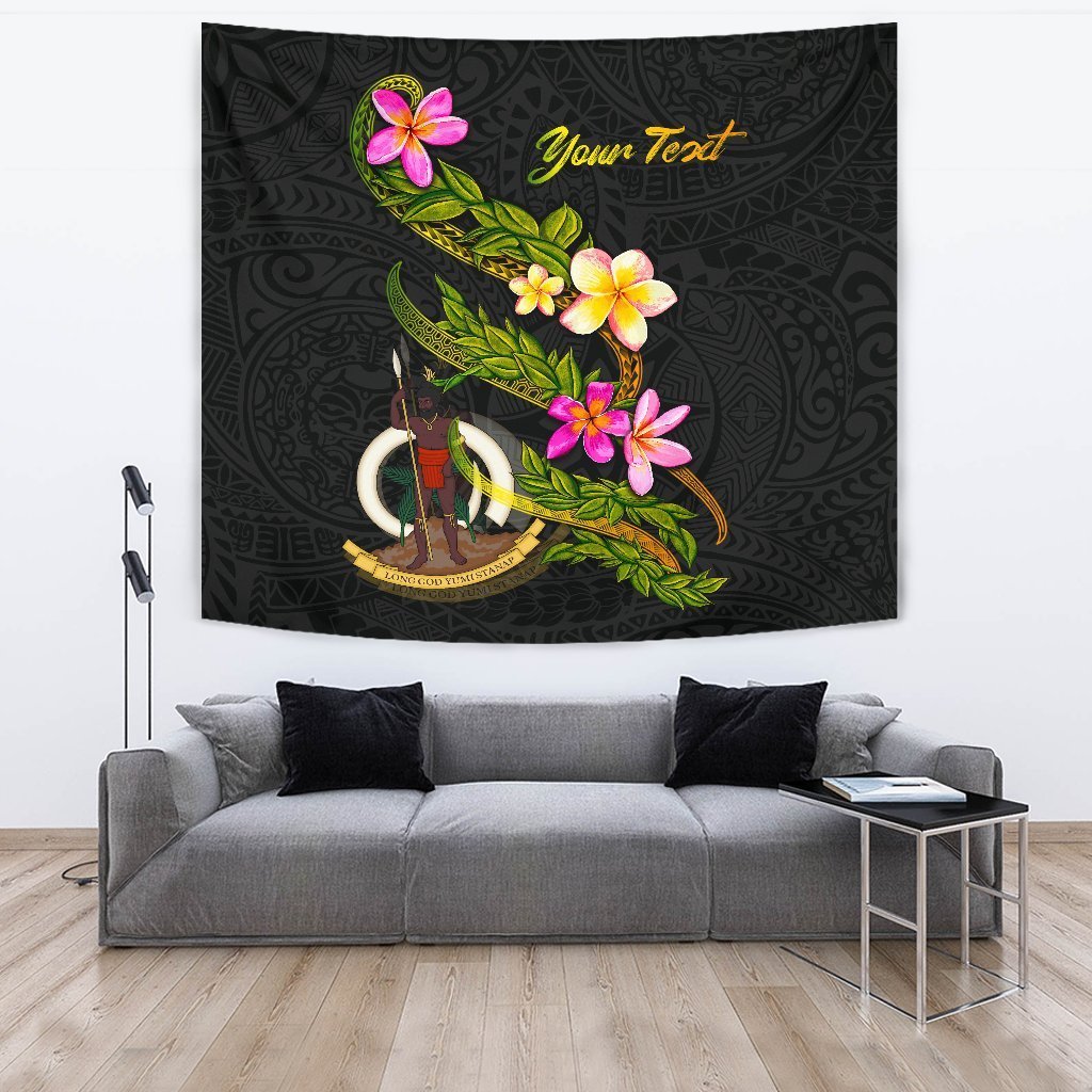 Vanuatu Polynesian Custom Personalised Tapestry - Plumeria Tribal - Vibe Hoodie Shop