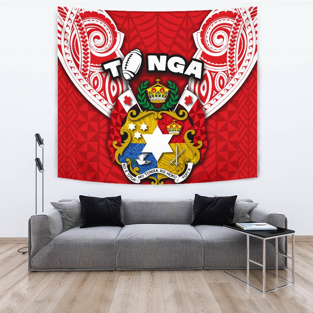 (Custom Personalised) Tonga Rugby Tapestry Royal Style - Vibe Hoodie Shop