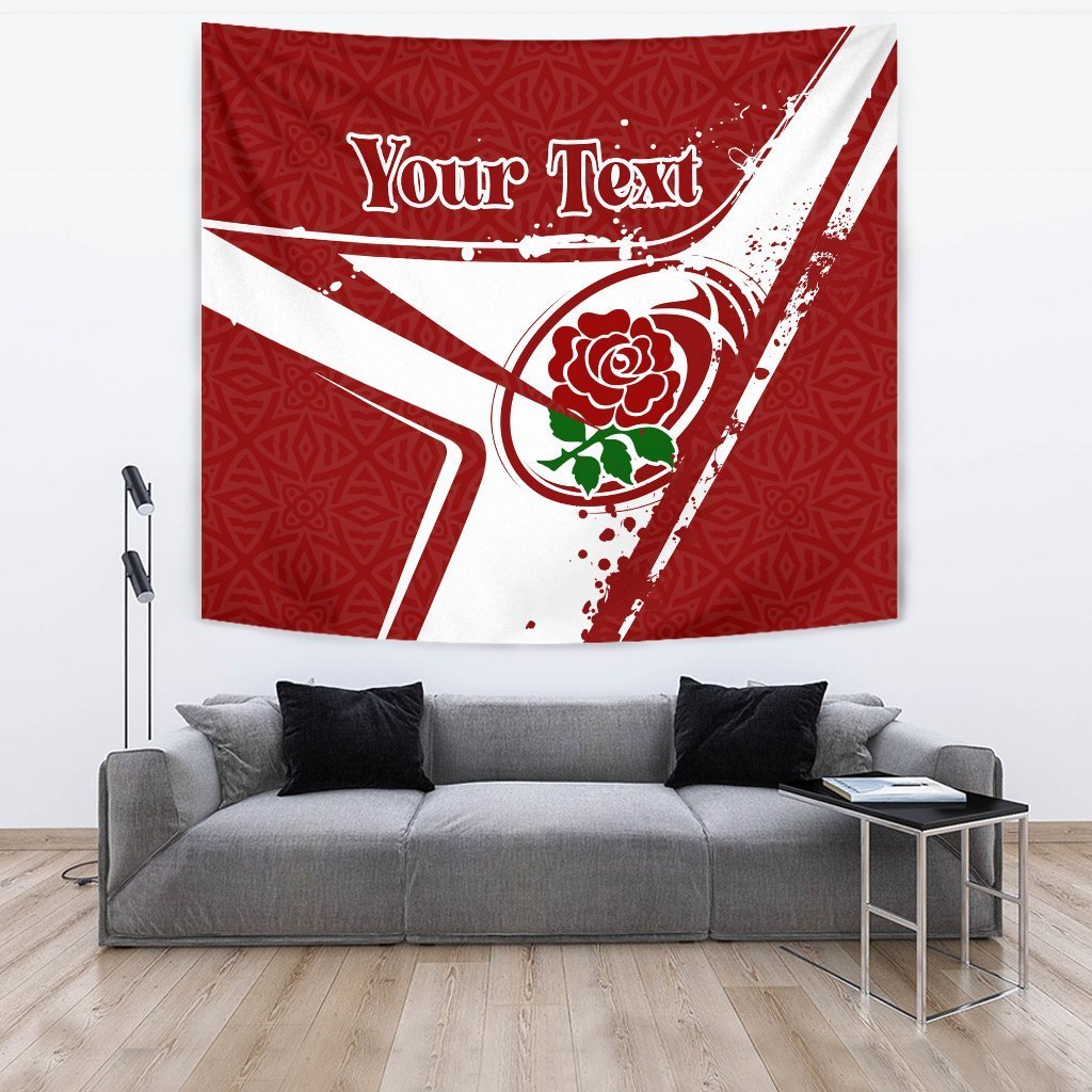 (Custom Text) England Rugby Personalised Tapestry - England Rugby - Vibe Hoodie Shop