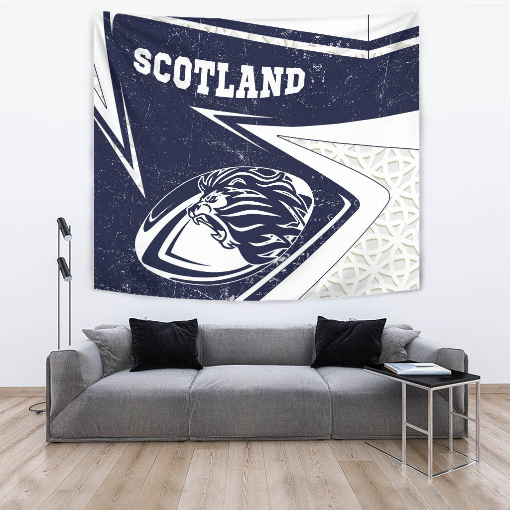 Scotland Rugby Tapestry - Celtic Scottish Rugby Ball Lion Ver - Vibe Hoodie Shop