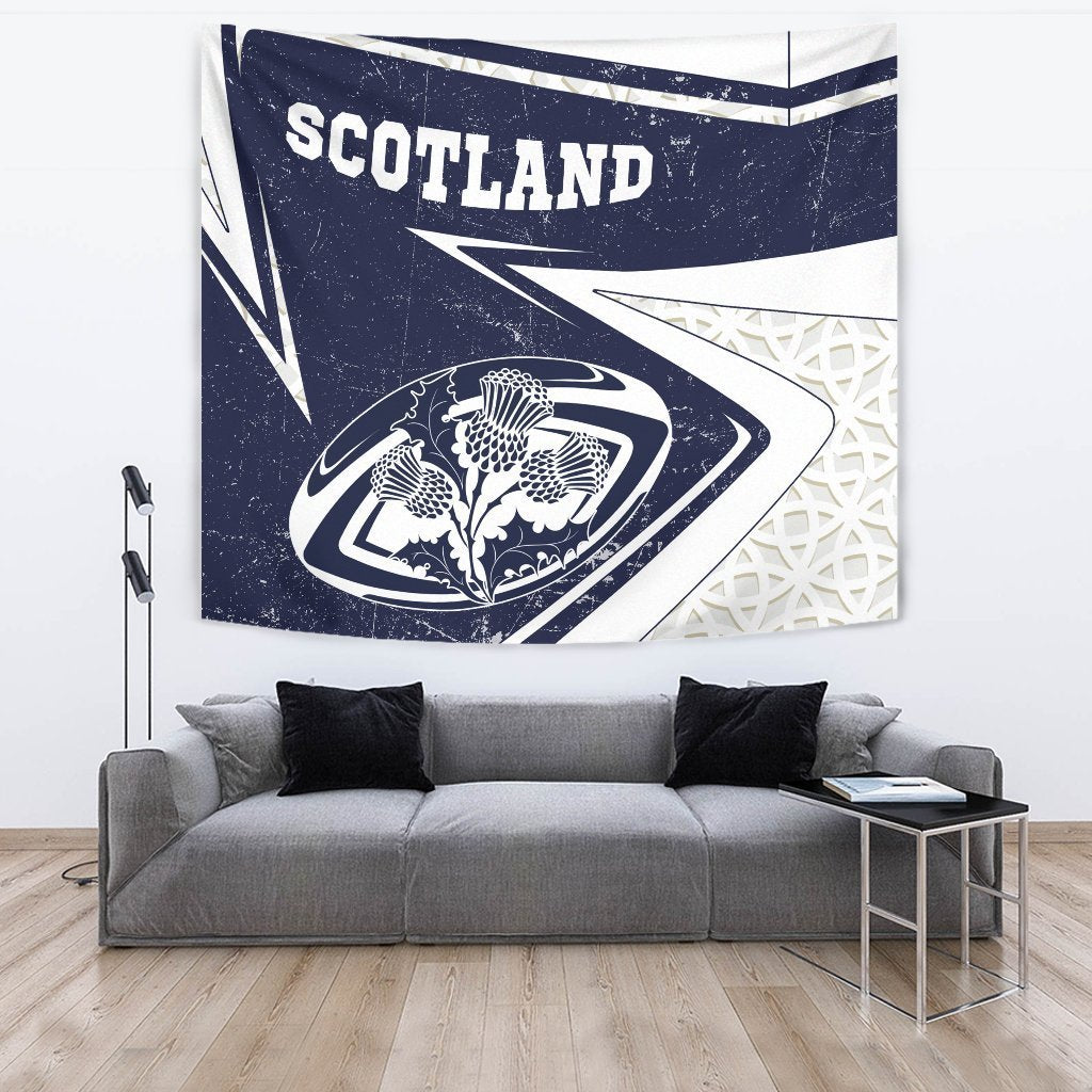 Scotland Rugby Tapestry - Celtic Scottish Rugby Ball Thistle Ver - Vibe Hoodie Shop