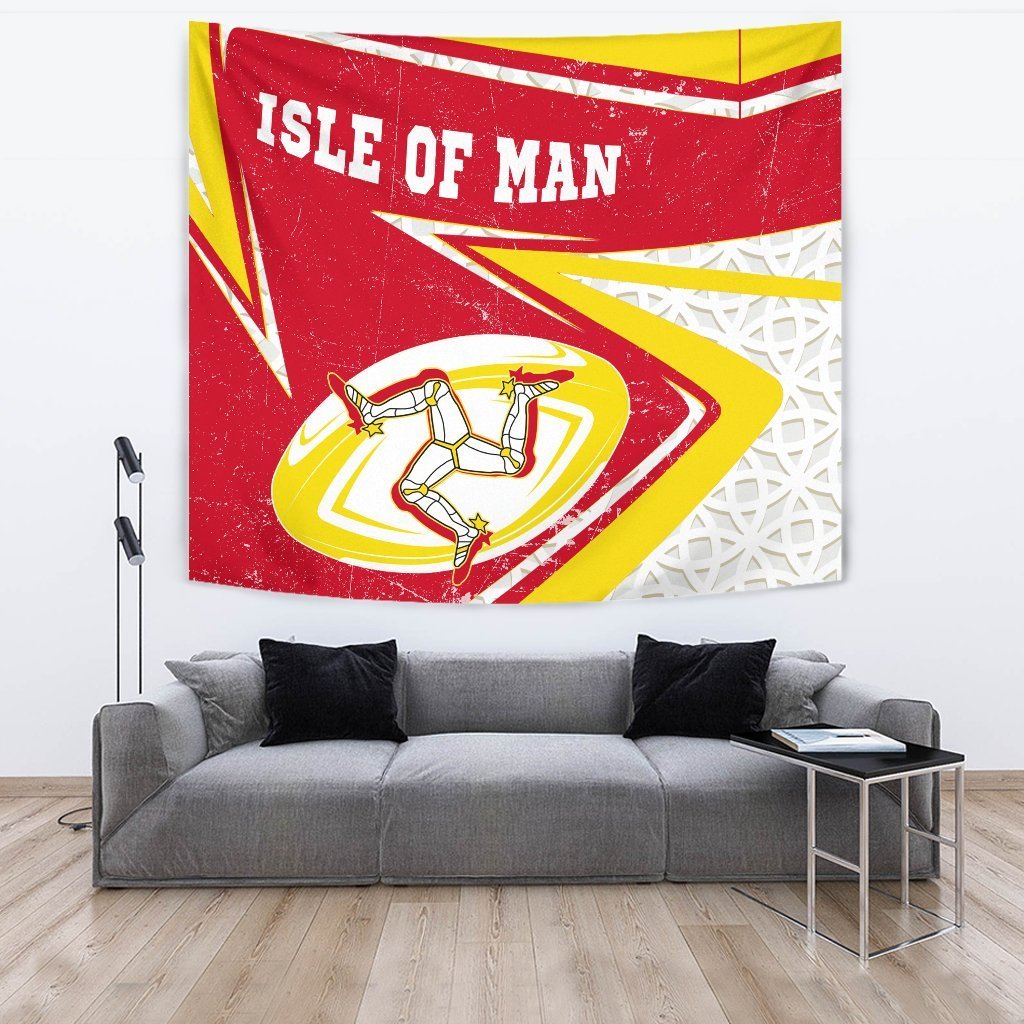 Isle Of Man Rugby Tapestry - Celtic Manx Rugby Ball - Vibe Hoodie Shop