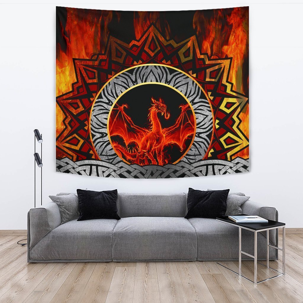 Celtic Dragon Tapestry - Fire Dragon - Vibe Hoodie Shop