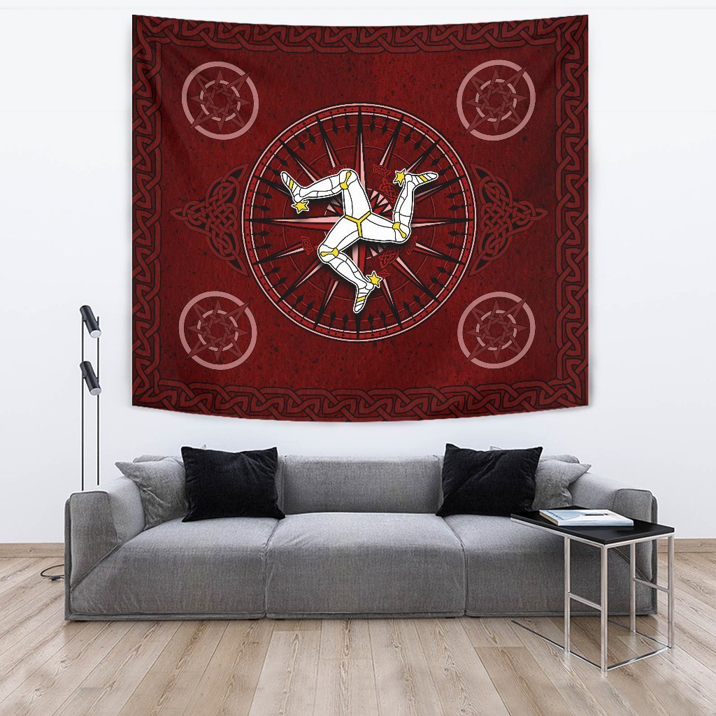 Isle Of Man Celtic Tapestry - Celtic Compass With Manx Triskelion - Vibe Hoodie Shop