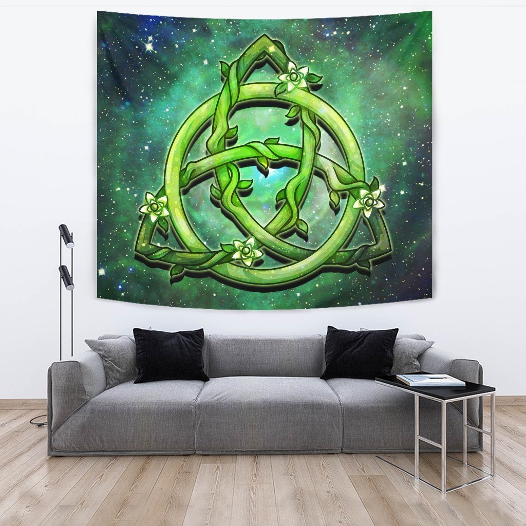 Celtic Tapestry - Green Triquetra - Vibe Hoodie Shop