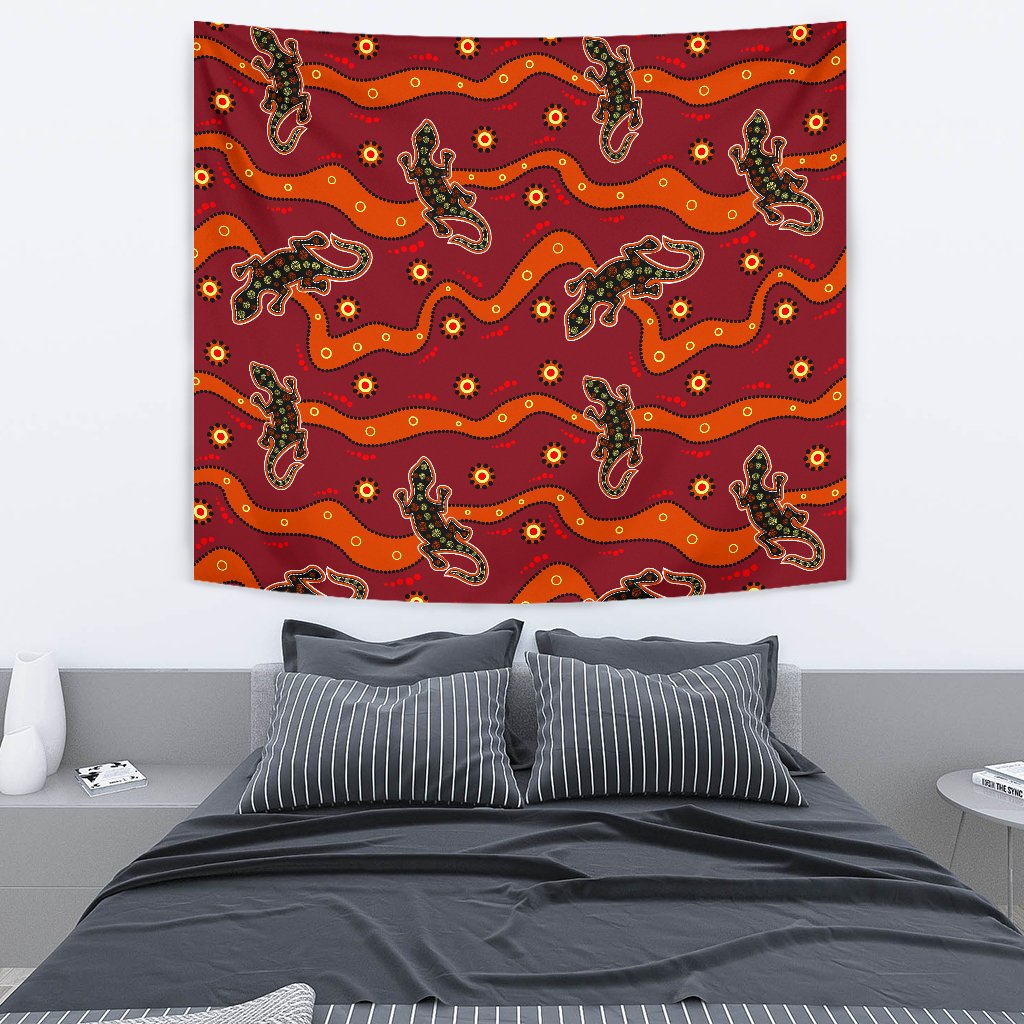 Tapestry - Aboriginal Dot Painting Tapestries Lizard - Vibe Hoodie Shop