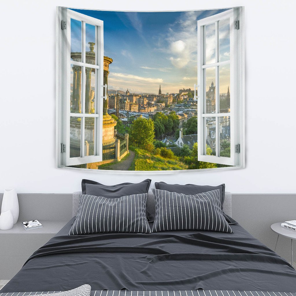 Scotland Edinburgh Skyline Tapestry - Vibe Hoodie Shop