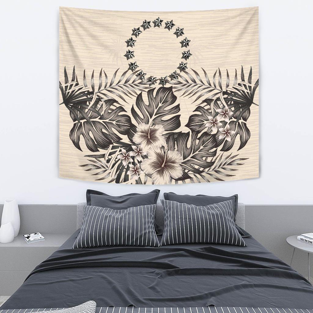 Cook Islands Tapestry - The Beige Hibiscus - Vibe Hoodie Shop