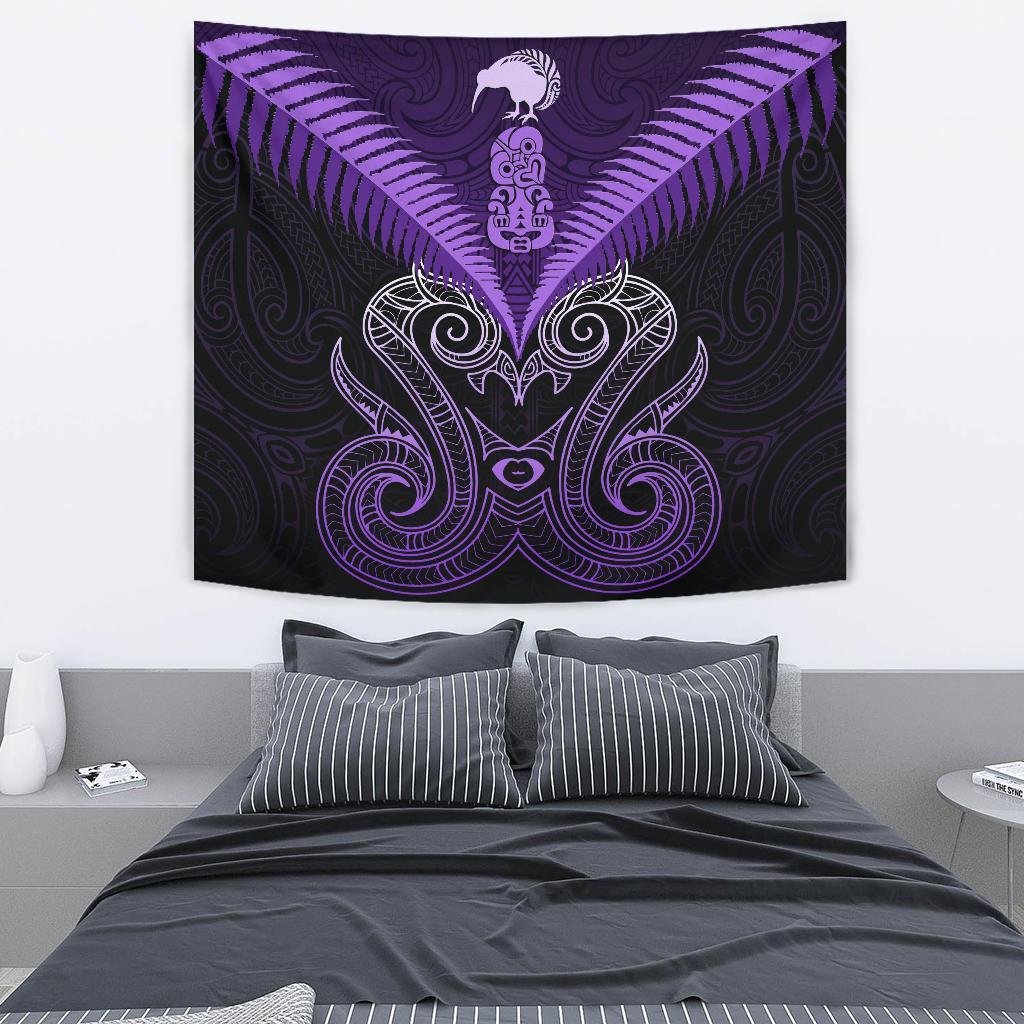 Maori Manaia New Zealand Tapestry Purple - Vibe Hoodie Shop