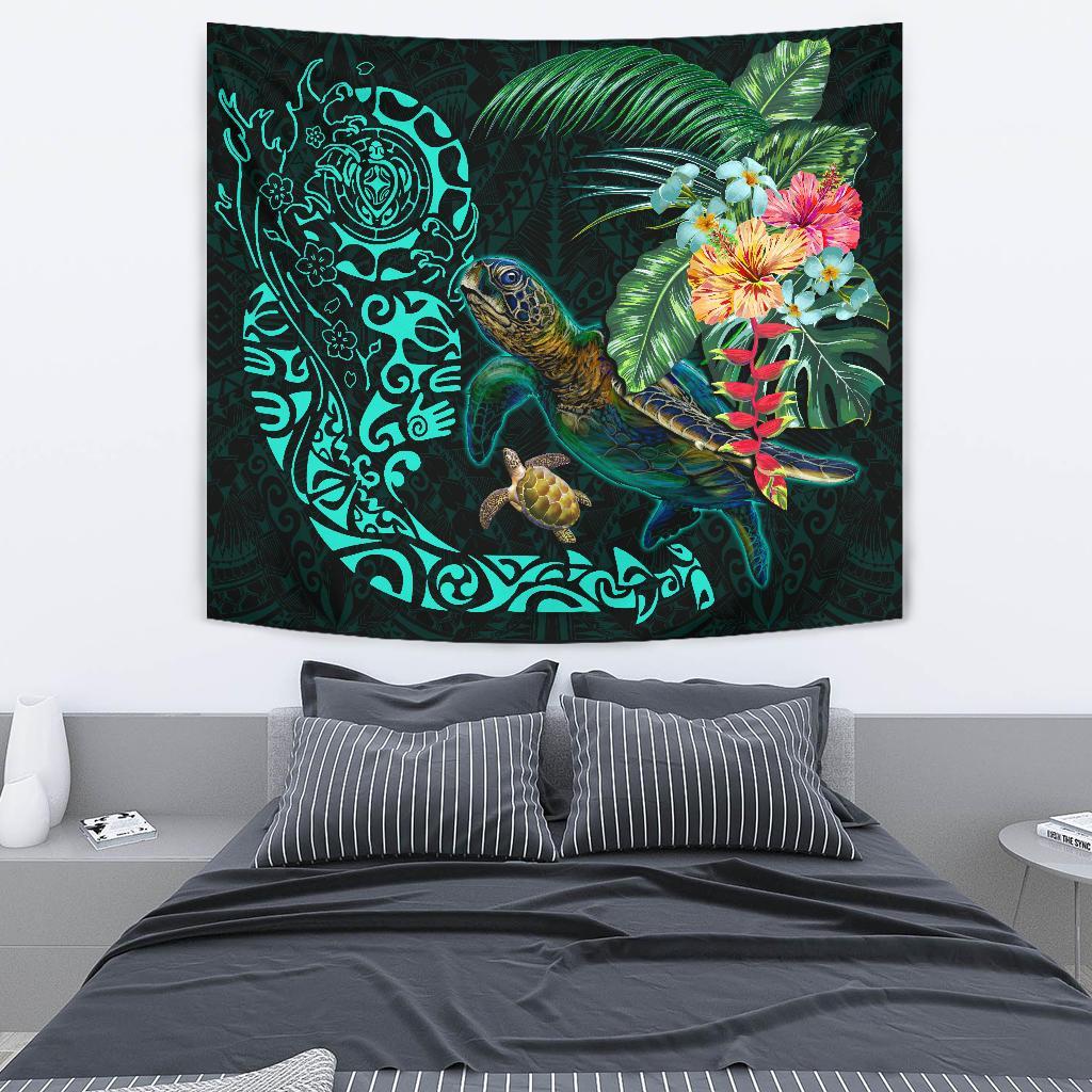 Tiki Polynesian Tapestry Turtle Hibiscus - Vibe Hoodie Shop