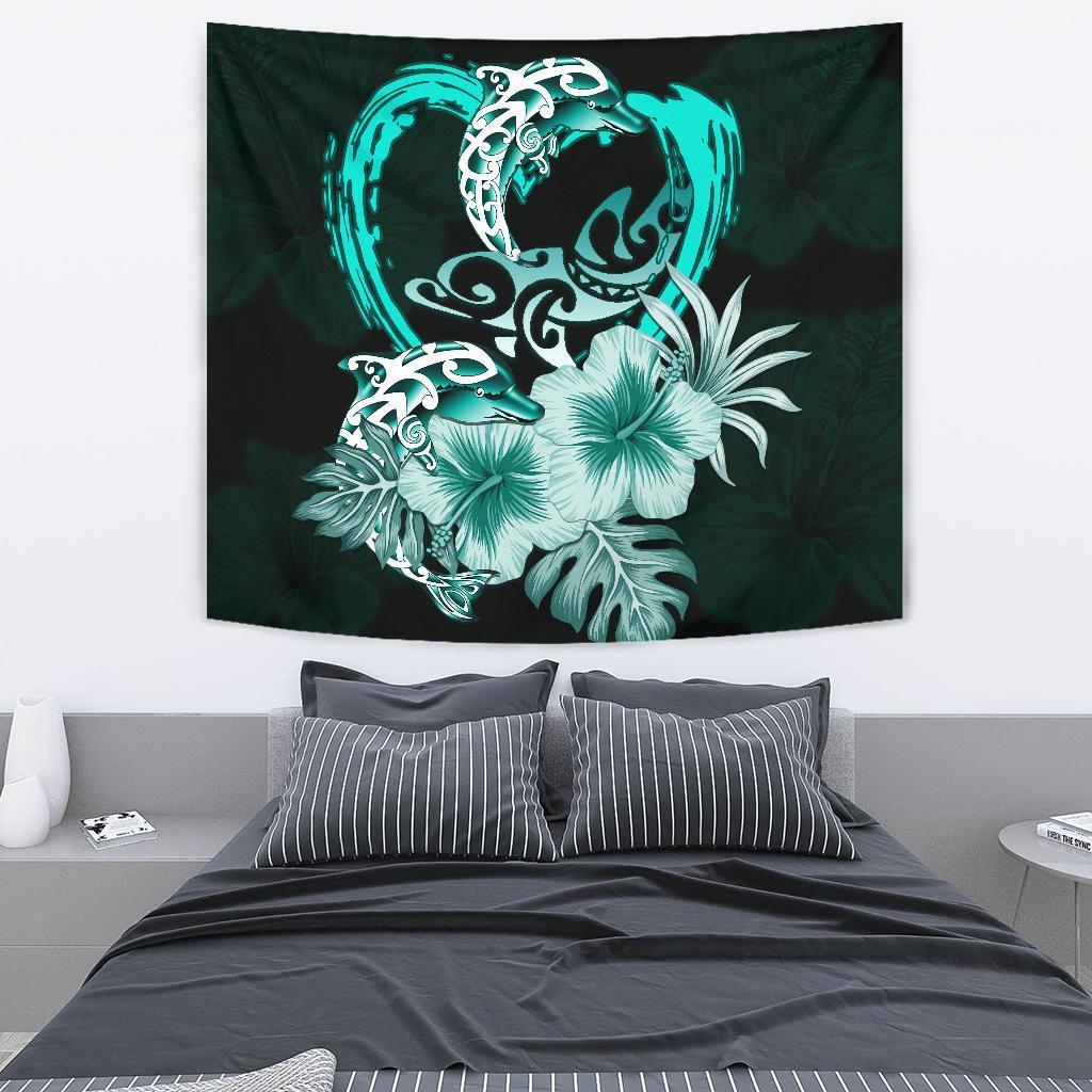 Hibiscus Tapestry I Love Dophins - Vibe Hoodie Shop