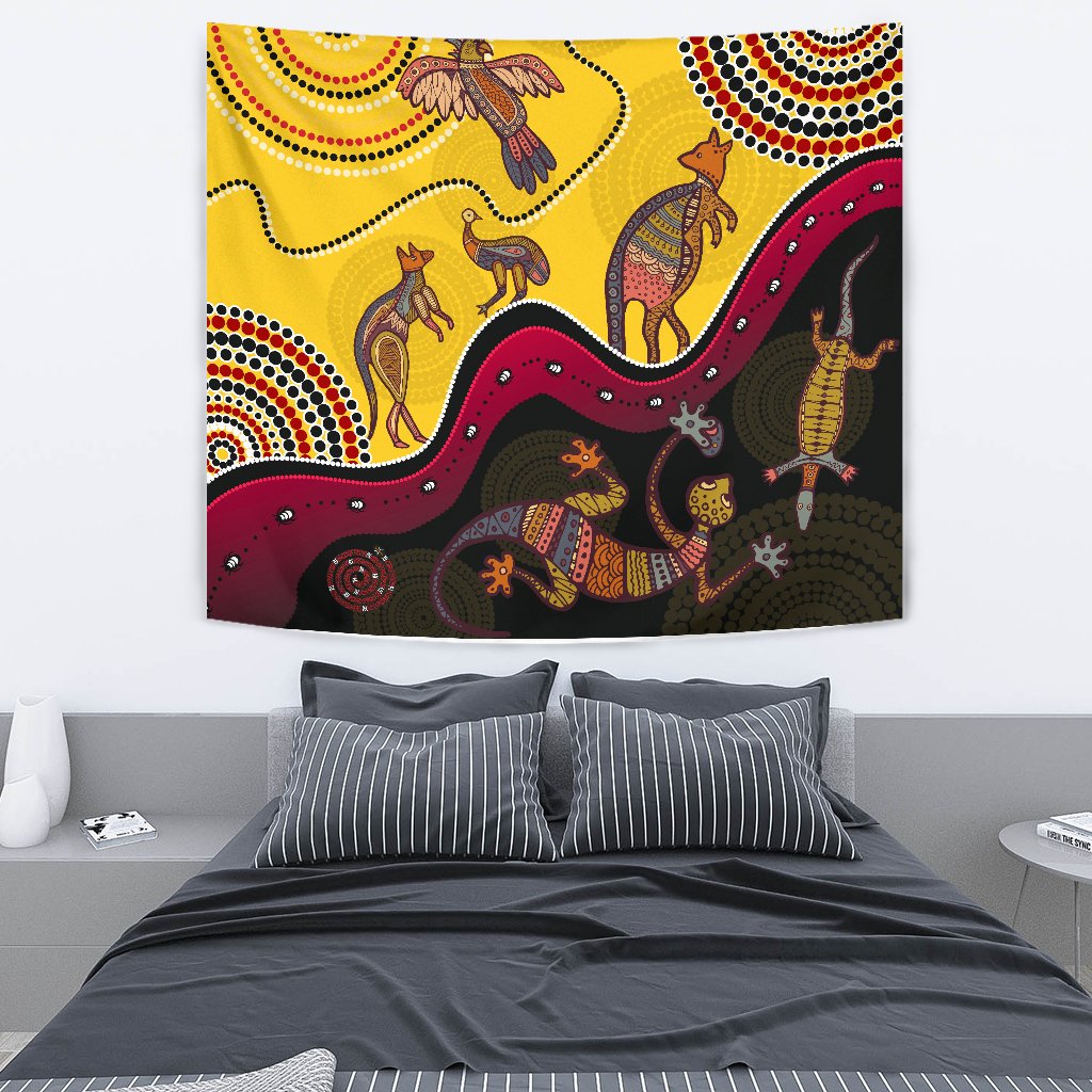 Aboriginal Tapestry - Indigenous Animals Life Art - Vibe Hoodie Shop