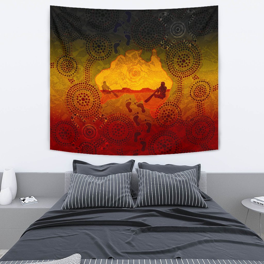 Aboriginal Tapestry - Australian Map with Indigenous Color - Vibe Hoodie Shop