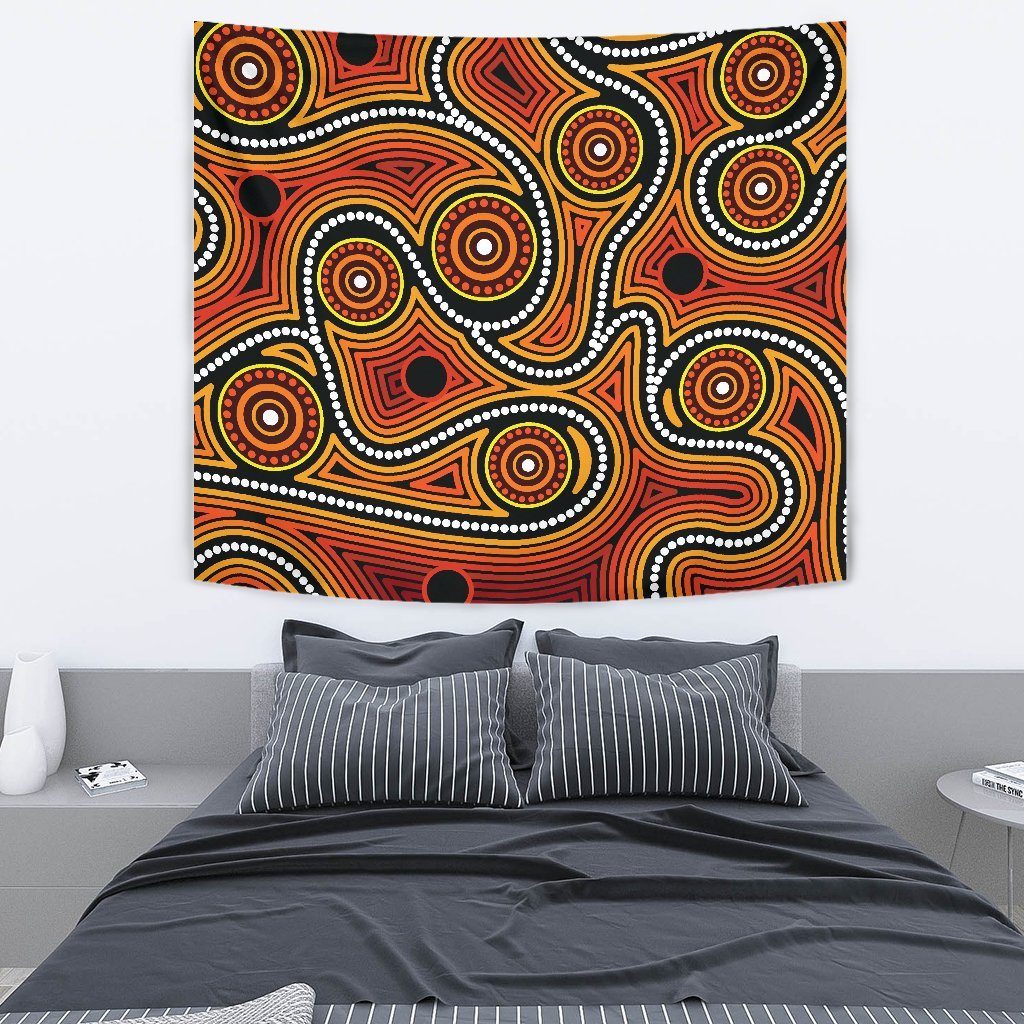 Aboriginal Tapestry, Indigenous Circle Dot Painting Ver01 - Vibe Hoodie Shop