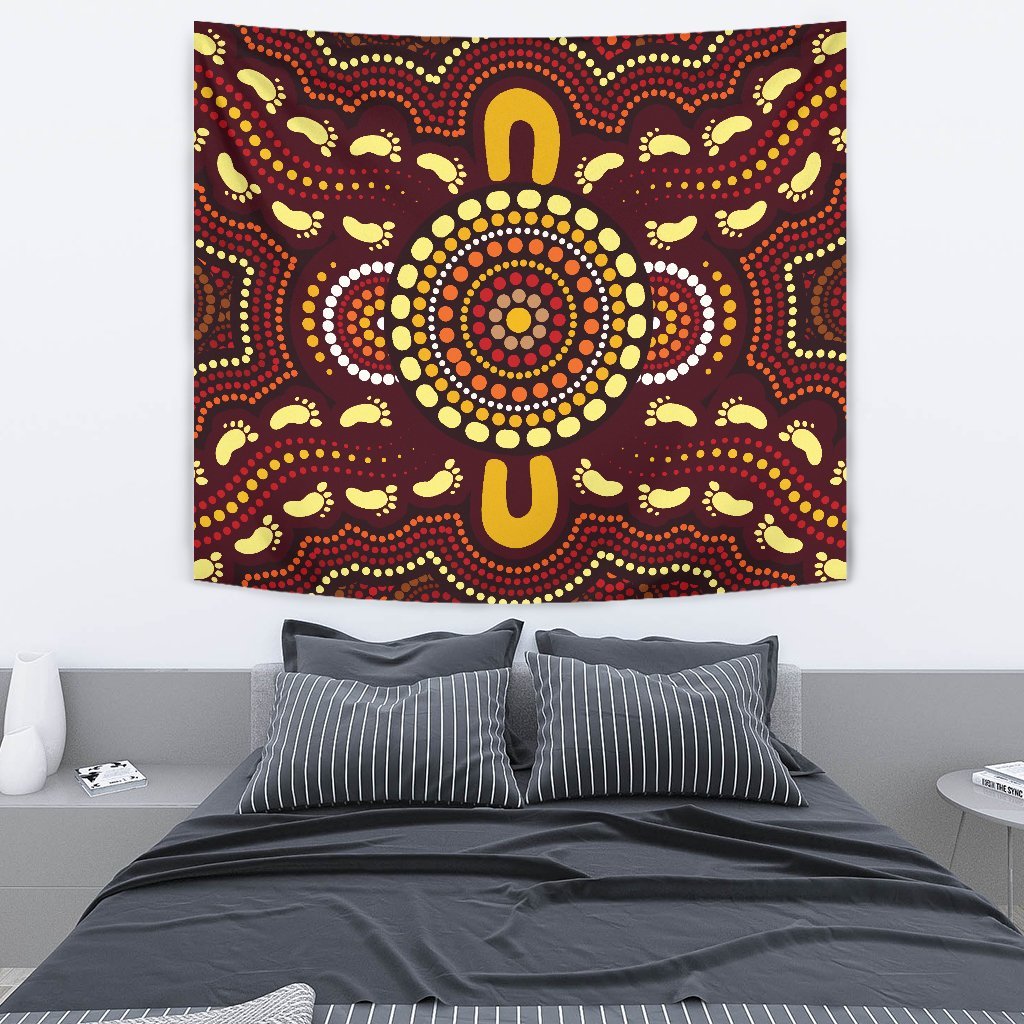 Aboriginal Tapestry, Indigenous Circle Footprint - Vibe Hoodie Shop