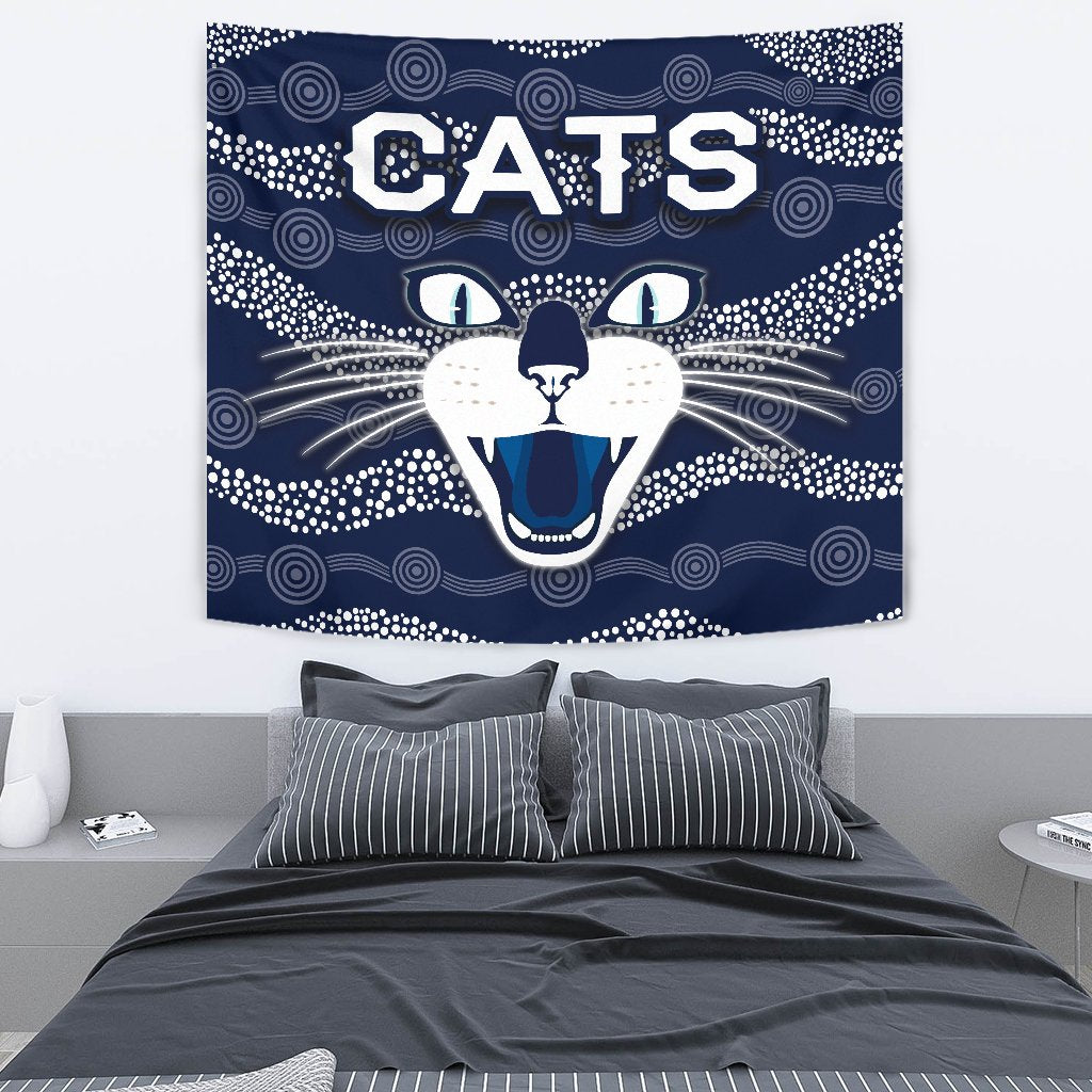 Geelong Tapestry Cats Indigenous - Navy - Vibe Hoodie Shop