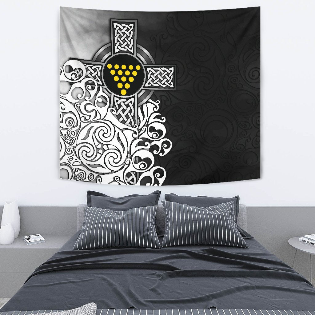 Cornwall Tapestry - Duke Of Cornwall Flag With Celtic Cross - Vibe Hoodie Shop