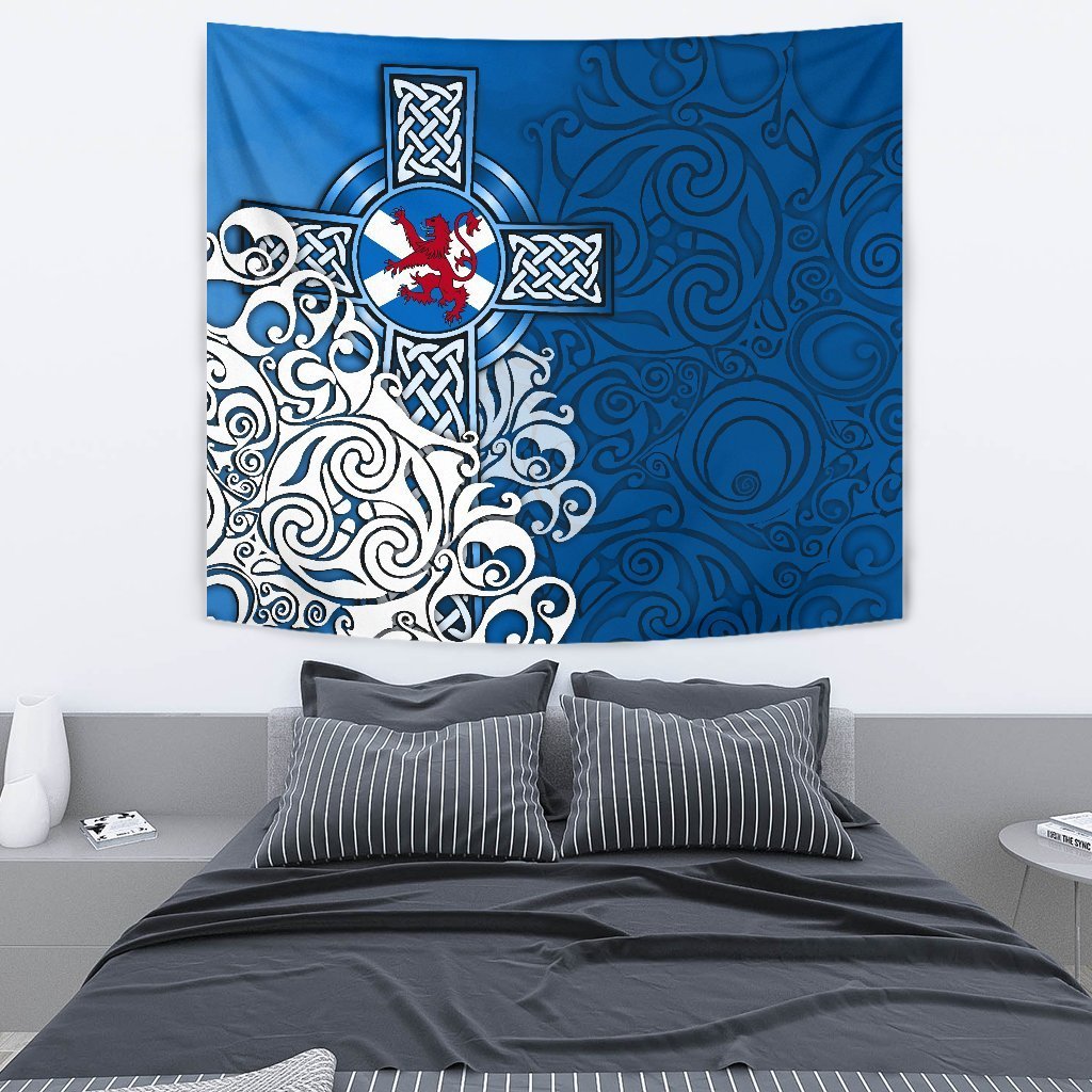 Scotland Celtic Tapestry - Scottish Flag and Lion - Vibe Hoodie Shop