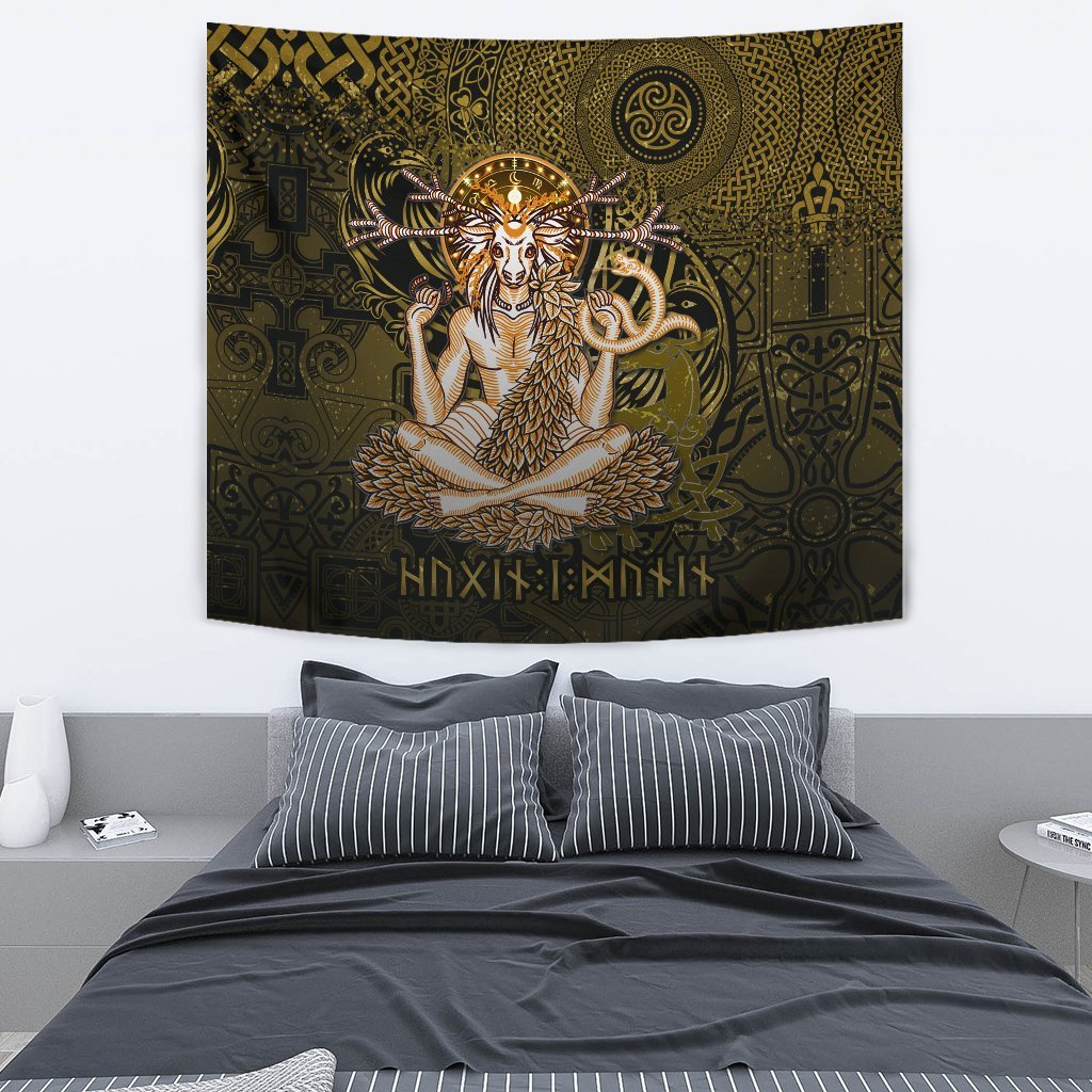 Cernunnos Goddess Tapestry - Celtic God of the Forest - Vibe Hoodie Shop